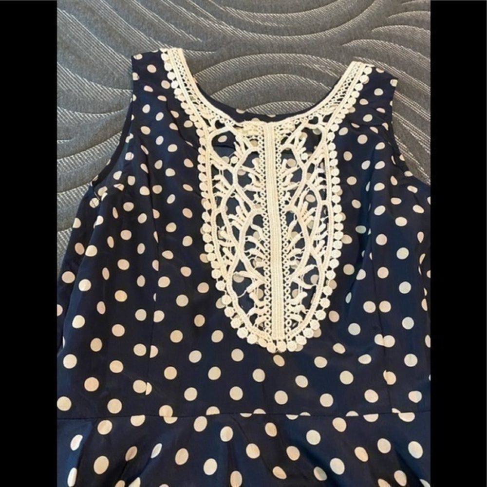 ARYEH Stunning high end ARYEH polk dot embroidered back dress large